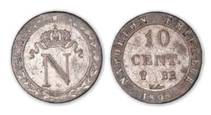 10 centimes Napoléon I 1808 BB (Strasbourg). 10 centimes Napoléon I 1808 BB (Strasbourg).