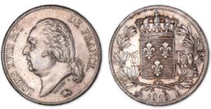 5 francs Louis XVIII buste nu 1819 B (Rouen).