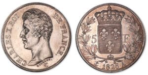 5 francs Charles X 1er type 1826 A (Paris). 5 francs Charles X 1er type 1826 A (Paris).