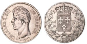 5 francs Charles X 2e type 1830 MA (Marseille). 5 francs Charles X 2e type 1830 MA (Marseille).