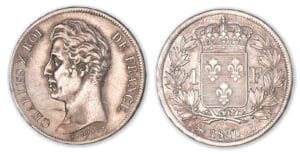 1 franc Charles X 1830 B 5 feuilles (Rouen). 1 franc Charles X 1830 B 5 feuilles (Rouen).