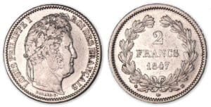 2 francs Louis-Philippe I 1847 BB (Strasbourg). 2 francs Louis-Philippe I 1847 BB (Strasbourg).