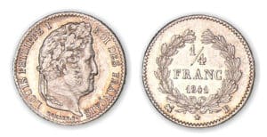 1/4 franc Louis-Philippe I 1841 B (Rouen). 1/4 franc Louis-Philippe I 1841 B (Rouen).