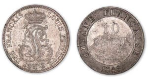 10 centimes Louis-Philippe I 1846 A (Guyane). 10 centimes Louis-Philippe I 1846 A (Guyane).