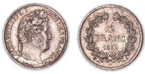 1/2 franc Louis-Philippe I 1832 A (Paris). 1/2 franc Louis-Philippe I 1832 A (Paris).