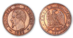 1 centime Napoléon III tête nue 1853 MA (Marseille). 1 centime Napoléon III tête nue 1853 MA (Marseille).