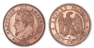 2 centimes Napoléon tête laurée 1861 K (Bordeaux). 2 centimes Napoléon tête laurée 1861 K (Bordeaux).