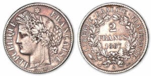 2 francs Cérès avec légende 1887 A (Paris).