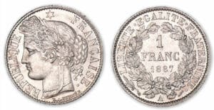 1 franc Cérès 1887 A (Paris).