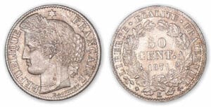50 centimes Cérès 1871 K (Bordeaux).