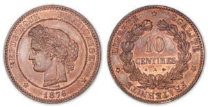 10 centimes Cérès 1876 A (Paris).