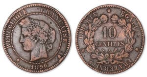 10 centimes Cérès 1896 A torche (Paris).