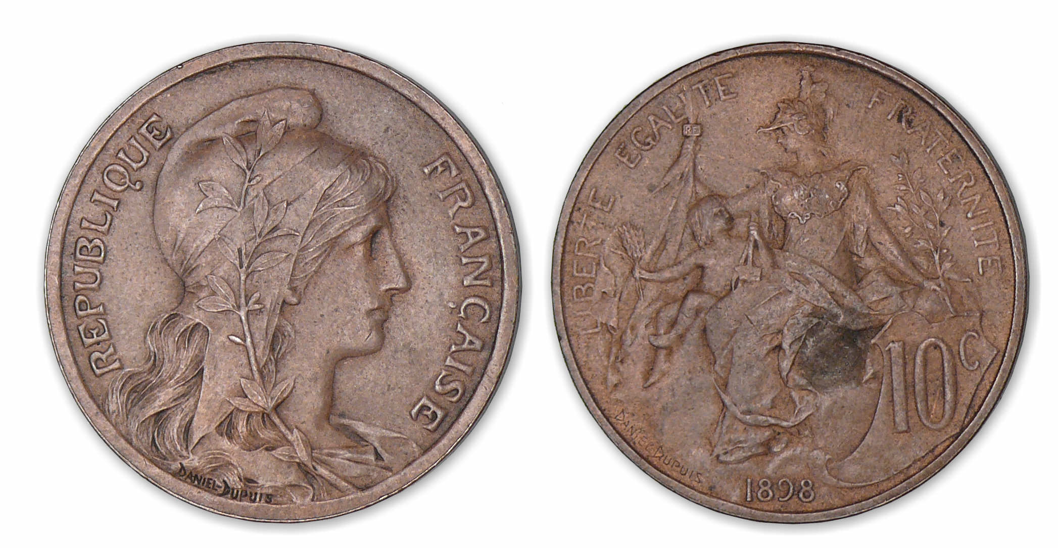 10 centimes Dupuis 1898 flan mat. 10 centimes Dupuis 1898 flan mat.