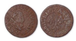 Comtat venaissin - Urbain VIII - Double tournois 1637 (Avignon).