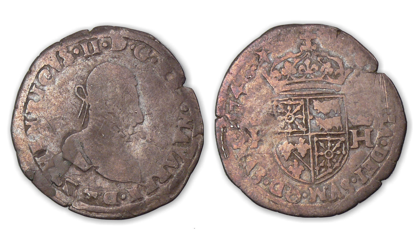 Navarre - Henri III de Navarre, II de Béarn Demi-teston 1574 (Pau). Navarre - Henri III de Navarre, II de Béarn Demi-teston 1574 (Pau).