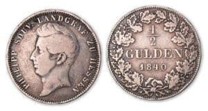 Allemagne - Hesse-Homburg Philippe August - 1/2 Gulden 1840.