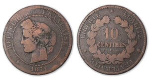 10 centimes Cérès 1871 K (Bordeaux).