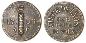 Siège Lyon - Convention - 15 sols 1793. Siège Lyon - Convention - 15 sols 1793.