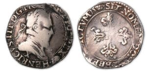 Henri III - Franc au col plat 1578 X (Amiens). Henri III - Franc au col plat 1578 X (Amiens).
