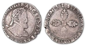 Henri IV - Demi-franc 1602 M (Toulouse). Henri IV - Demi-franc 1602 M (Toulouse).