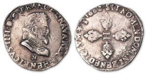 Henri IV - Demi-franc 1602 N (Montpellier). Henri IV - Demi-franc 1602 N (Montpellier).