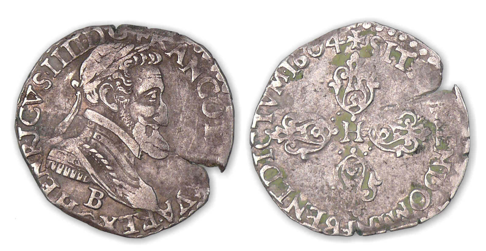 Henri IV - Quart-franc 1604 B (Rouen). Henri IV - Quart-franc 1604 B (Rouen).