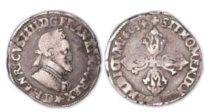 Henri IV - Demi-franc 1603 D (Lyon). Henri IV - Demi-franc 1603 D (Lyon).