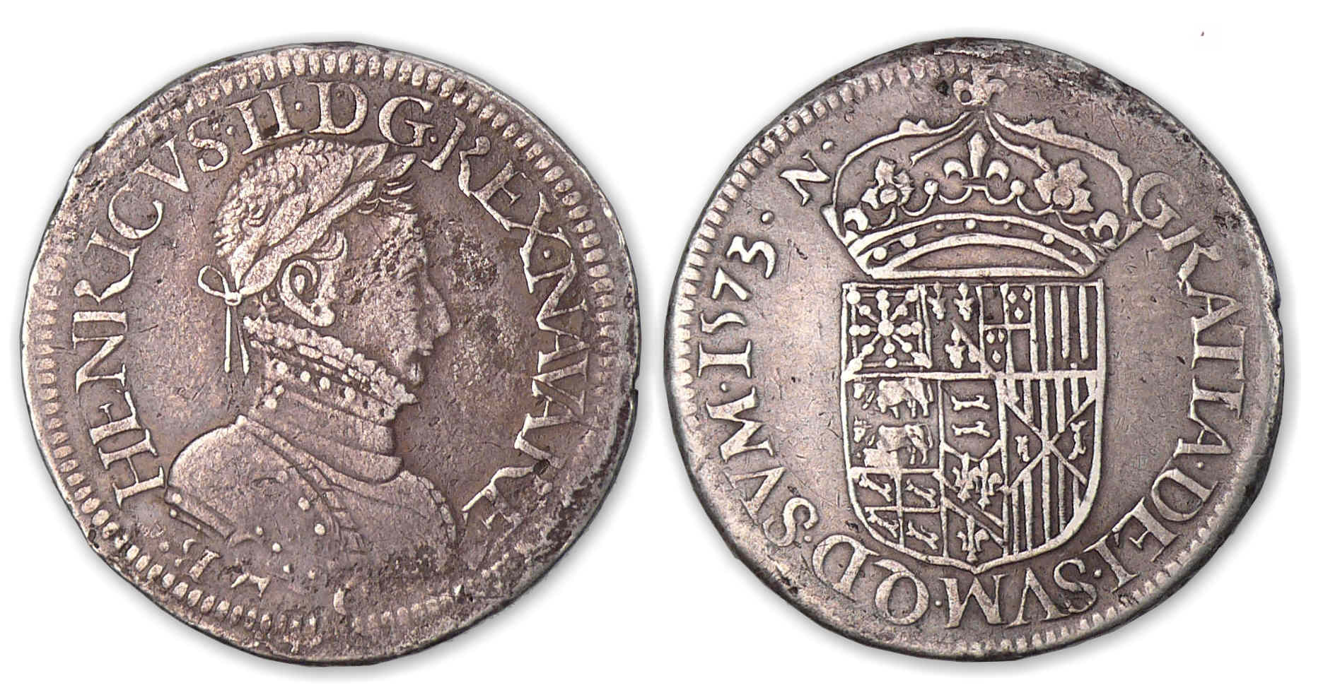 Navarre - Henri III de Navarre, II de Béarn Teston 1573 (Pau). Navarre - Henri III de Navarre, II de Béarn Teston 1573 (Pau).