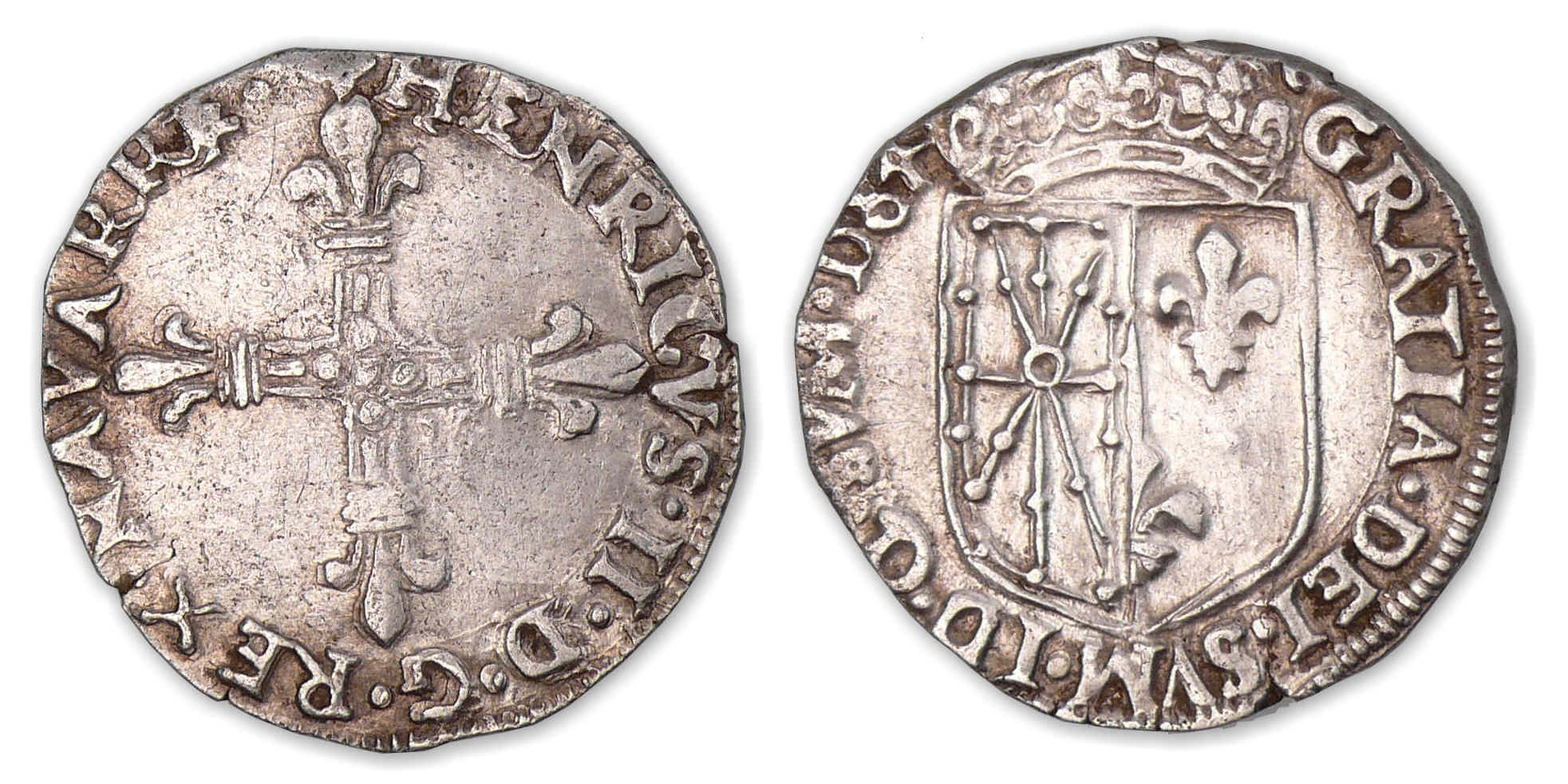 Navarre - Henri III de Navarre, II de Béarn Quart d'écu 1584 (Saint-Palais). Navarre - Henri III de Navarre, II de Béarn Quart d'écu 1584 (Saint-Palais).