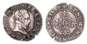 Henri III - Demi-franc au col plat 1587 G (Poitiers). Henri III - Demi-franc au col plat 1587 G (Poitiers).