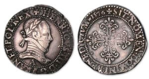 Henri III - Franc au col plat 1576 A (Paris). Henri III - Franc au col plat 1576 A (Paris).