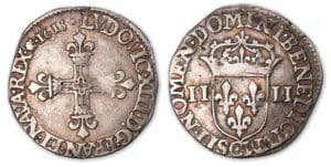 Louis XIII - Quart d'écu 1613 C (Saint-Lô). Louis XIII - Quart d'écu 1613 C (Saint-Lô).