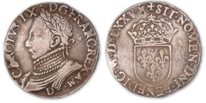 Charles IX - Teston 11e type 1575 D (Lyon). Charles IX - Teston 11e type 1575 D (Lyon).