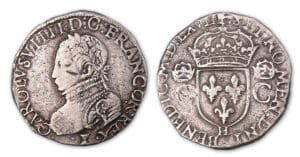 Charles IX - Teston 2e type 1567 H (La Rochelle). Charles IX - Teston 2e type 1567 H (La Rochelle).