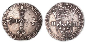 Henri III - Quart d'écu 1580 H (La Rochelle). Henri III - Quart d'écu 1580 H (La Rochelle).
