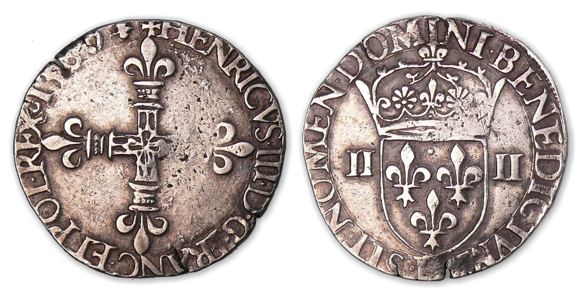 Henri III - Quart d'écu 1580 H (La Rochelle). Henri III - Quart d'écu 1580 H (La Rochelle).