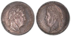 5 francs Louis-Philippe I tête laurée 2e type frappe incuse. 5 francs Louis-Philippe I tête laurée 2e type frappe incuse.