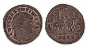 Maxence - Follis (309, Ostie) Castor et Pollux.
