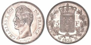 5 francs Charles X 2e type 1829 M (Toulouse). 5 francs Charles X 2e type 1829 M (Toulouse).
