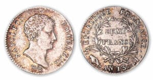 1/2 franc Napoléon Empereur An 13 I (Limoges). 1/2 franc Napoléon Empereur An 13 I (Limoges).