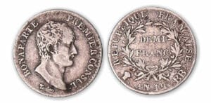 1/2 franc Bonaparte Premier Consul An 12 BB (Strasbourg). 1/2 franc Bonaparte Premier Consul An 12 BB (Strasbourg).