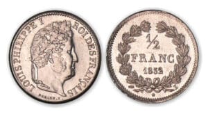 1/2 franc Louis-Philippe I 1832 I (Limoges). 1/2 franc Louis-Philippe I 1832 I (Limoges).
