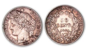50 centimes Cérès 1874 A (Paris).