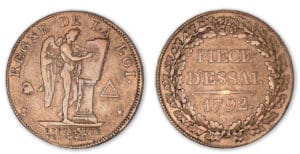 Un sol - Pièce d'essai 1792. Un sol - Pièce d'essai 1792.