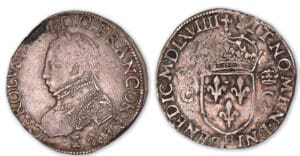 Charles IX - Teston 2e type 1569 H (La Rochelle). Charles IX - Teston 2e type 1569 H (La Rochelle).