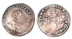 Henri IV - Quart-franc 1602 R (Villeneuve Saint-André-Lès-Avignon). Henri IV - Quart-franc 1602 R (Villeneuve Saint-André-Lès-Avignon).