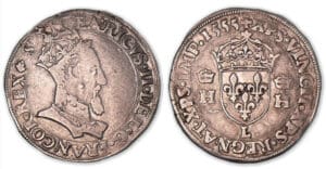 Henri II - Teston tête couronnée 1555 L (Bayonne). Henri II - Teston tête couronnée 1555 L (Bayonne).