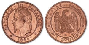 10 centimes Napoléon III tête laurée 1864 BB (Strasbourg). 10 centimes Napoléon III tête laurée 1864 BB (Strasbourg).