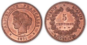 5 centimes Cérès 1871 A petit (Paris).