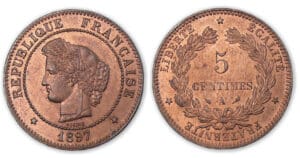 5 centimes Cérès 1897 A (Paris).